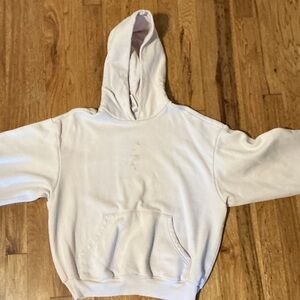 Embroidered Pullover Hoodie in Off-White
